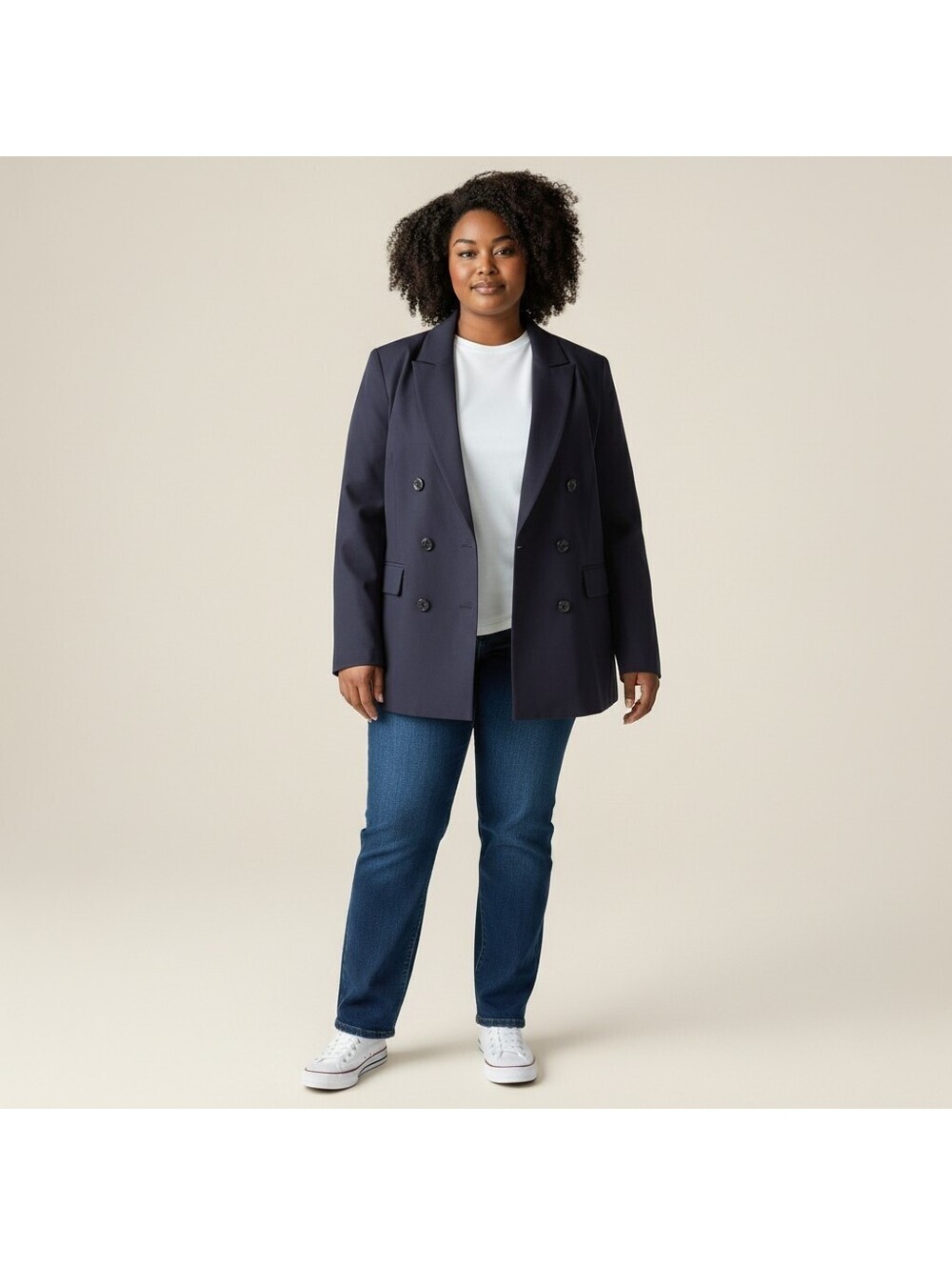 Lane Bryant Blazer Women 26 Plus Blue Button Collared Long Sleeve Classic Lined